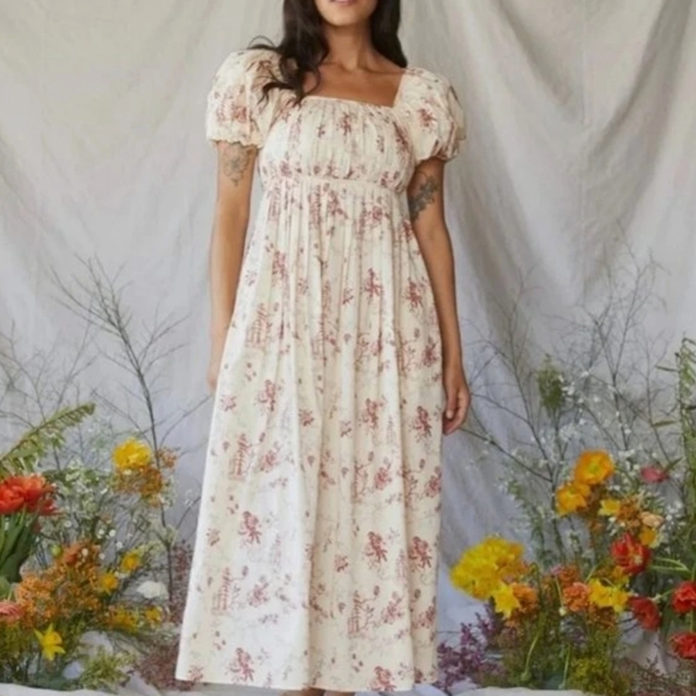 Floral Puff Sleeve Maxi Dress